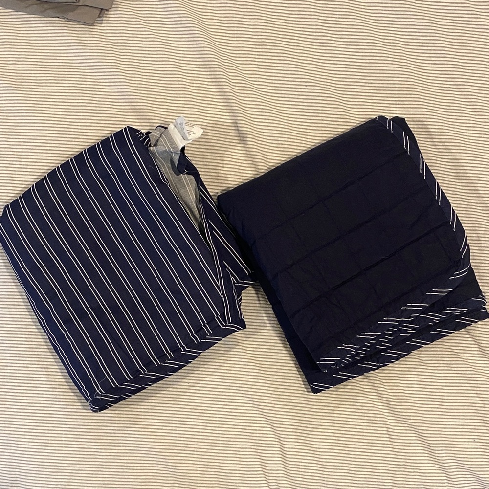 Nautica Blue and White Striped quilted Pillow Cases , set of 2